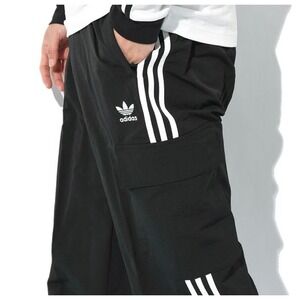 NEW Mens ADIDAS ORIGINALS CARGO‎ Trefoil Track PANTS Small HR3364 Black White